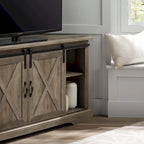 Meuble TV d'angle de 52 pouces avec porte coulissante de style grange
