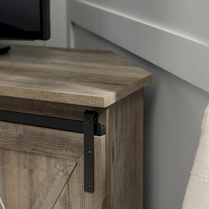 Meuble TV d'angle de 52 pouces avec porte coulissante de style grange