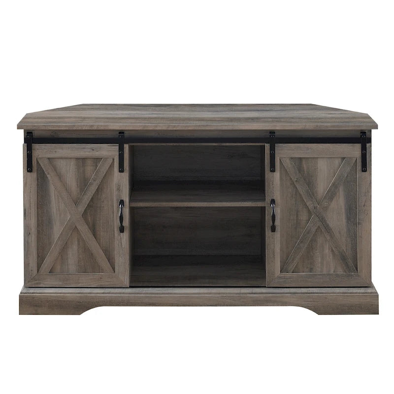 Meuble TV d'angle de 52 pouces avec porte coulissante de style grange