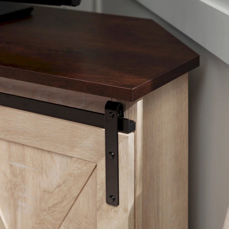 Meuble TV d'angle de 52 pouces avec porte coulissante de style grange