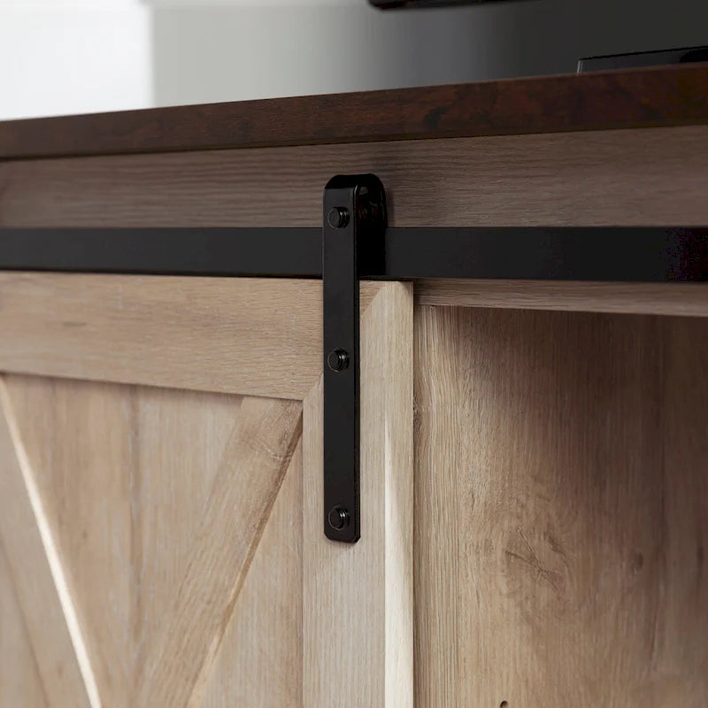 Meuble TV d'angle de 52 pouces avec porte coulissante de style grange