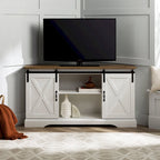 Meuble TV d'angle de 52 pouces avec porte coulissante de style grange
