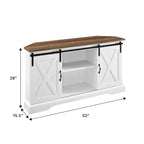 Meuble TV d'angle de 52 pouces avec porte coulissante de style grange