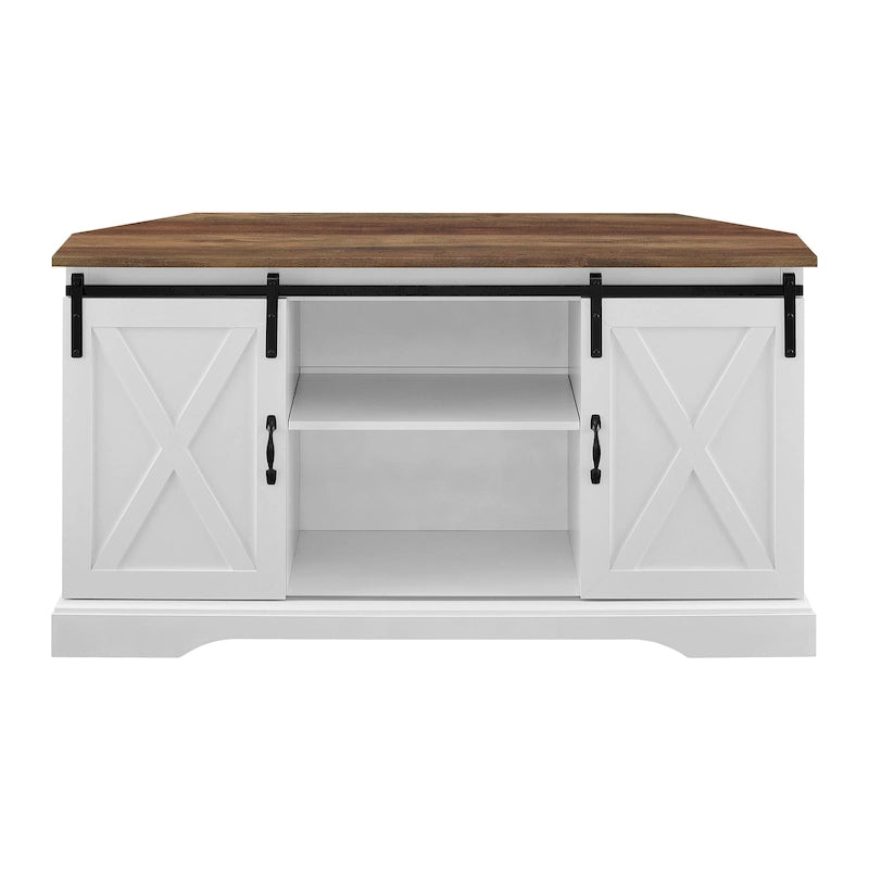 Meuble TV d'angle de 52 pouces avec porte coulissante de style grange