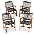 Chaises de salle à manger 4 pièces en bois d'acacia tressé en corde résistantes aux intempéries pour patio