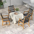 Chaises de salle à manger 4 pièces en bois d'acacia tressé en corde résistantes aux intempéries pour patio