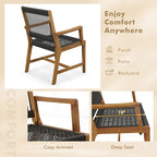 Chaises de salle à manger 4 pièces en bois d'acacia tressé en corde résistantes aux intempéries pour patio