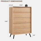 Commode 5 tiroirs Mid Century Modern, Bois cannelé