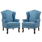2 fauteuils d'appoint à dossier haut traditionnels, revêtus de tissu