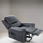 Fauteuil inclinable électrique de luxe en cuir respirant avec fonction releveur, chauffage et massage – Idéal pour l'aide aux personnes âgées
