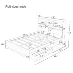 Lit plate-forme de rangement avec 2 tiroirs sous le lit, lit capitaine en bois avec tête de lit bibliothèque intégrée, lumière d'appoint et station de recharge