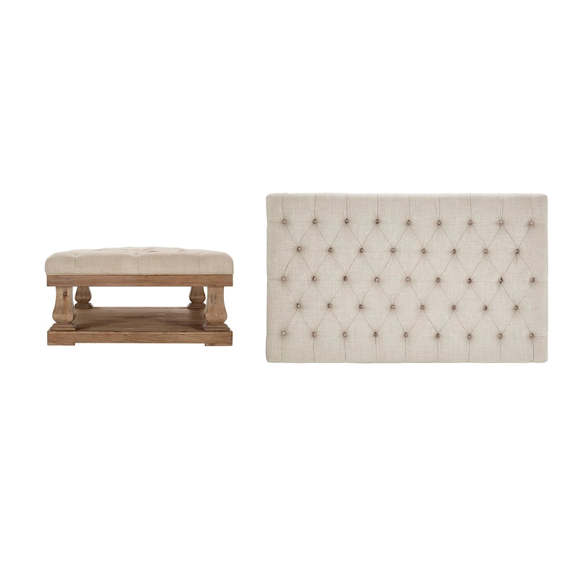 Ottoman rectangulaire en lin Baluster