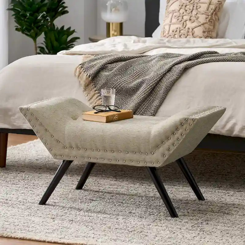 Banc Ottoman en Tissu Capitonnage – Élégant et Multifonctionnel