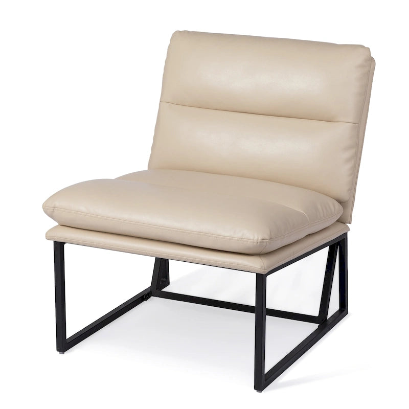 Fauteuil d'appoint moderne sans accoudoirs en similicuir souple de 30,25 H
