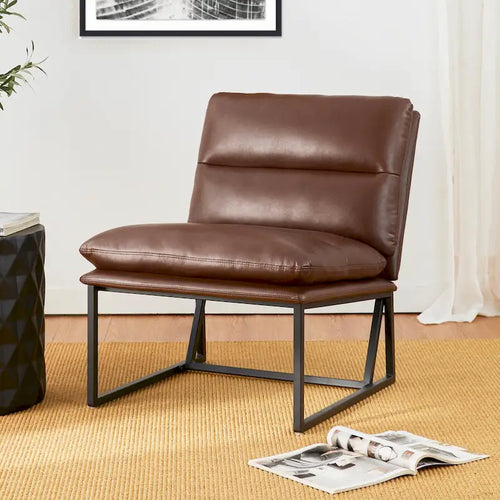 Fauteuil d'appoint moderne sans accoudoirs en similicuir souple de 30,25 H
