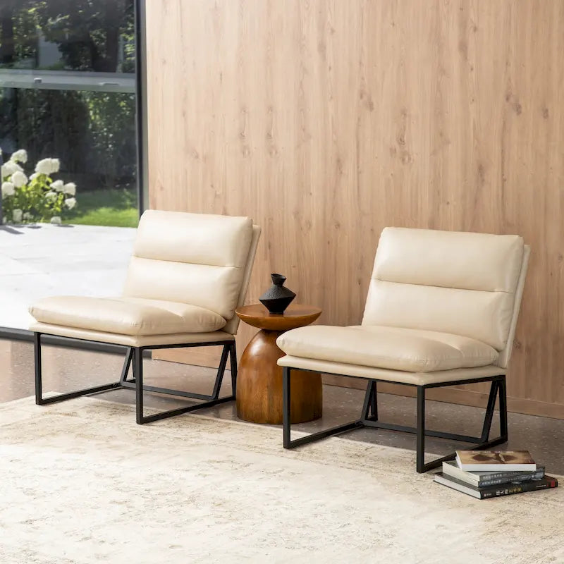 Fauteuil d'appoint moderne sans accoudoirs en similicuir souple de 30,25 H
