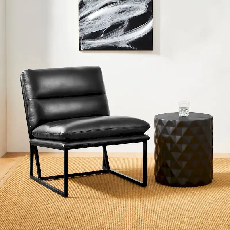 Fauteuil d'appoint moderne sans accoudoirs en similicuir souple de 30,25 H
