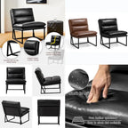 Fauteuil d'appoint moderne sans accoudoirs en similicuir souple de 30,25 H