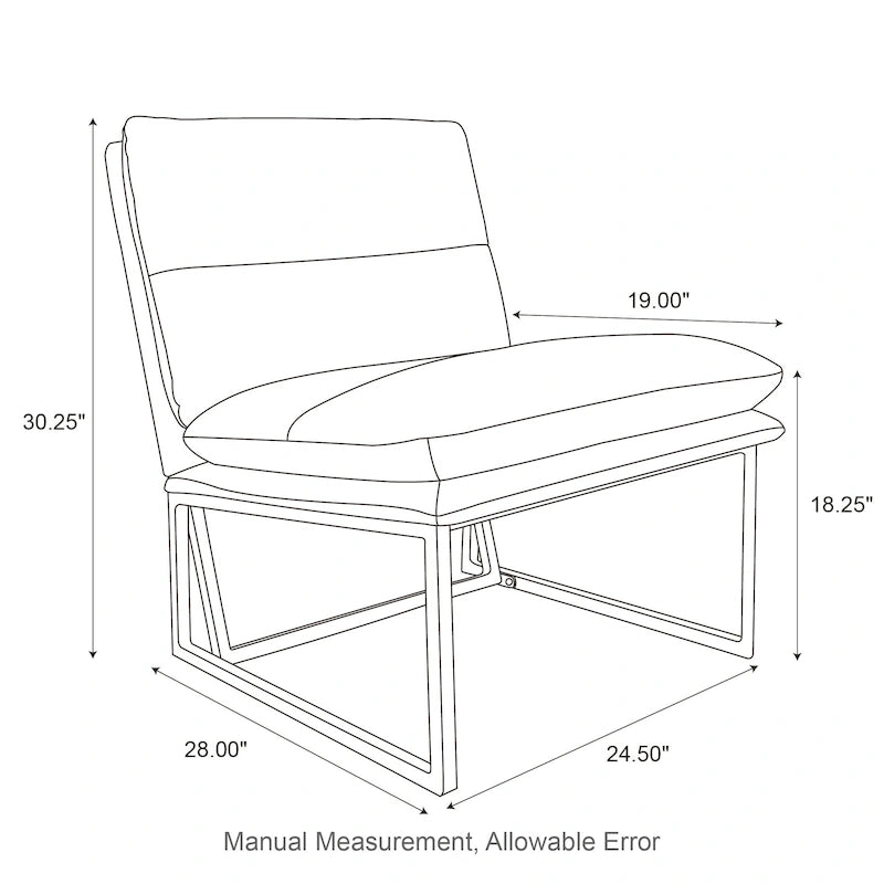 Fauteuil d'appoint moderne sans accoudoirs en similicuir souple de 30,25 H