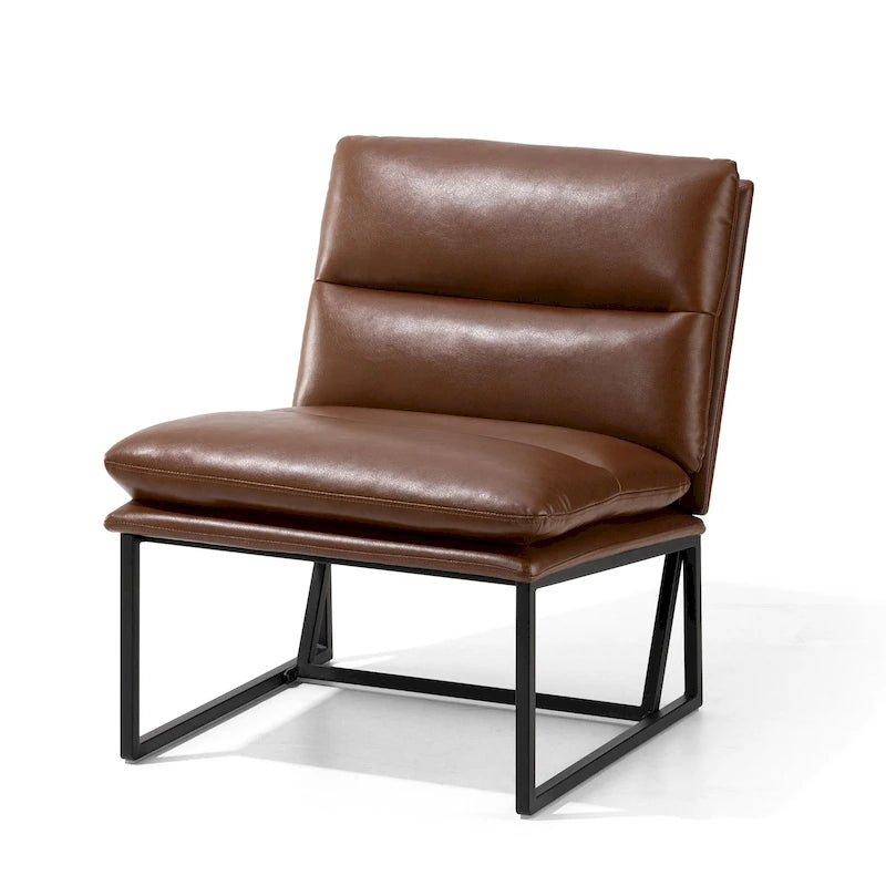 Fauteuil d'appoint moderne sans accoudoirs en similicuir souple de 30,25 H