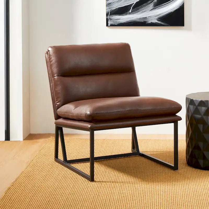 Fauteuil d'appoint moderne sans accoudoirs en similicuir souple de 30,25 H