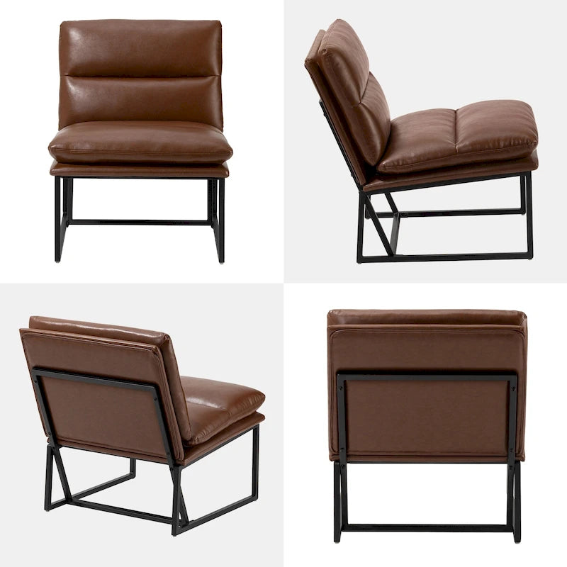 Fauteuil d'appoint moderne sans accoudoirs en similicuir souple de 30,25 H