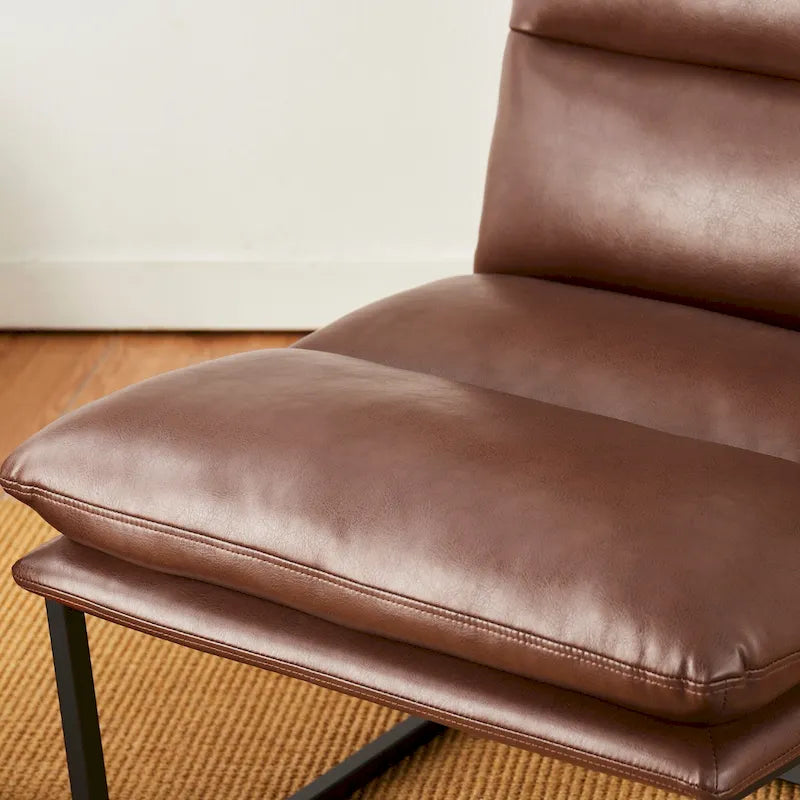 Fauteuil d'appoint moderne sans accoudoirs en similicuir souple de 30,25 H