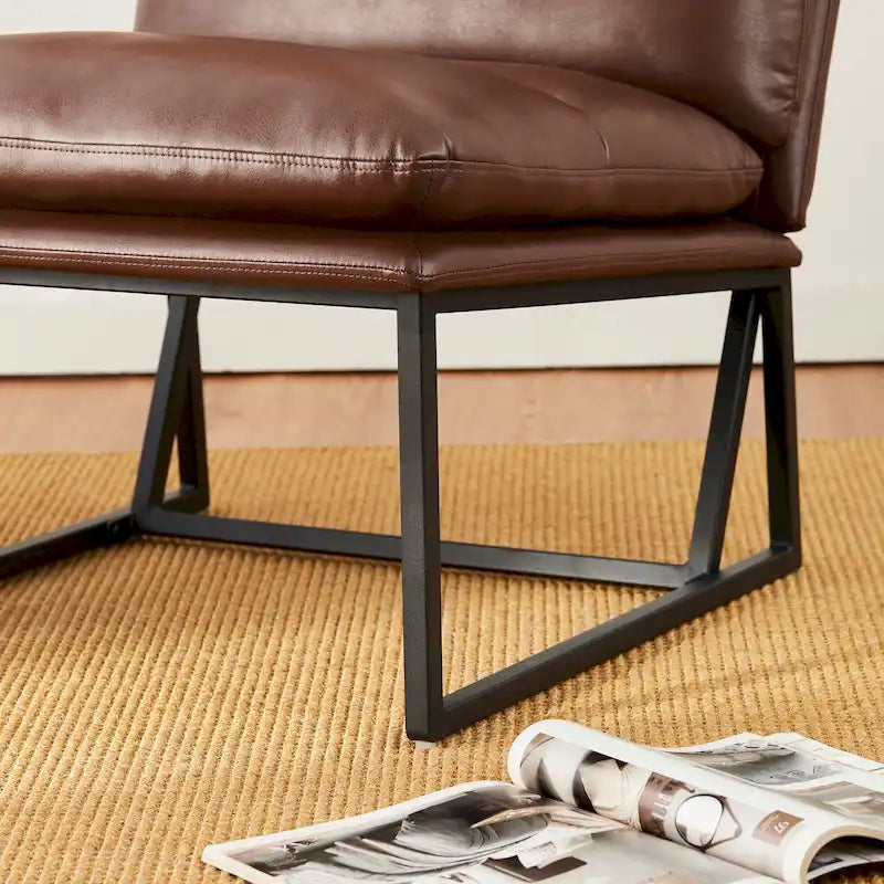 Fauteuil d'appoint moderne sans accoudoirs en similicuir souple de 30,25 H
