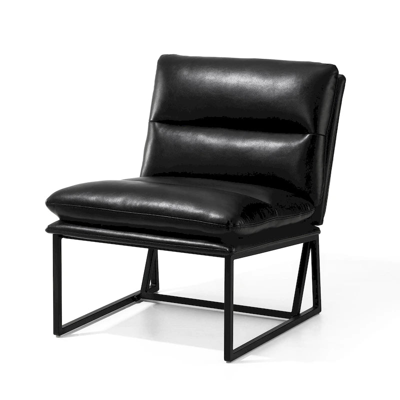 Fauteuil d'appoint moderne sans accoudoirs en similicuir souple de 30,25 H