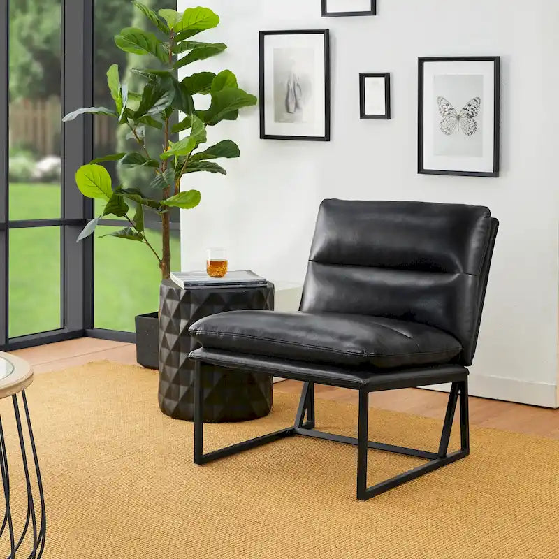 Fauteuil d'appoint moderne sans accoudoirs en similicuir souple de 30,25 H