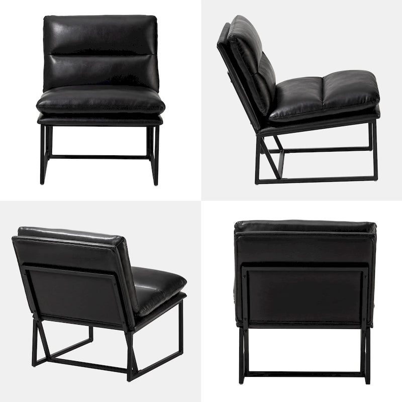 Fauteuil d'appoint moderne sans accoudoirs en similicuir souple de 30,25 H