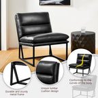 Fauteuil d'appoint moderne sans accoudoirs en similicuir souple de 30,25 H