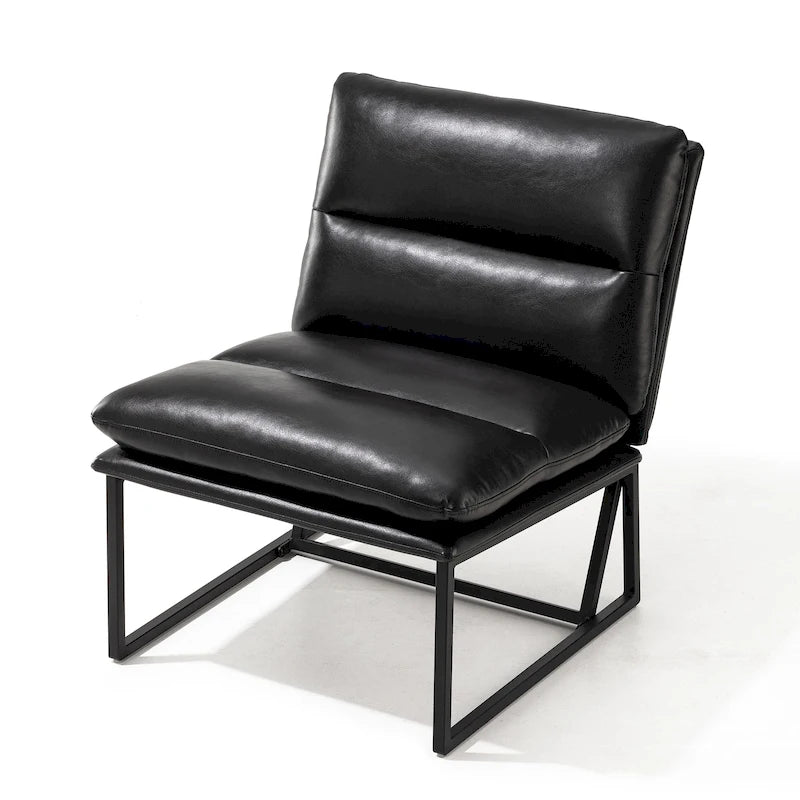 Fauteuil d'appoint moderne sans accoudoirs en similicuir souple de 30,25 H