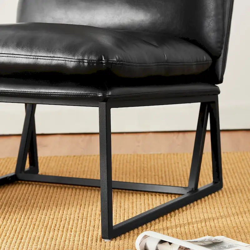 Fauteuil d'appoint moderne sans accoudoirs en similicuir souple de 30,25 H