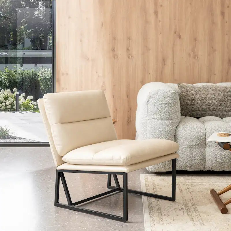 Fauteuil d'appoint moderne sans accoudoirs en similicuir souple de 30,25 H