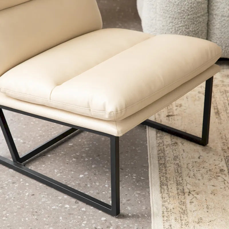 Fauteuil d'appoint moderne sans accoudoirs en similicuir souple de 30,25 H