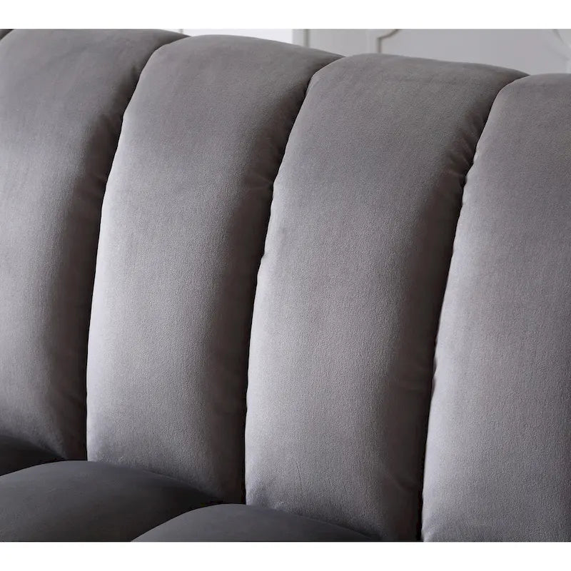 Canapé convertible de salon en tissu matelassé avec dossier cannelé