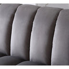 Canapé convertible de salon en tissu matelassé avec dossier cannelé