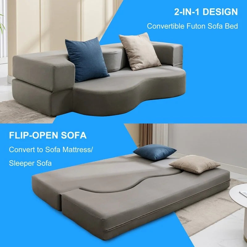 Canapé-lit futon convertible, pliable, matelas pliant en mousse, canapé-lit de sol en tissu