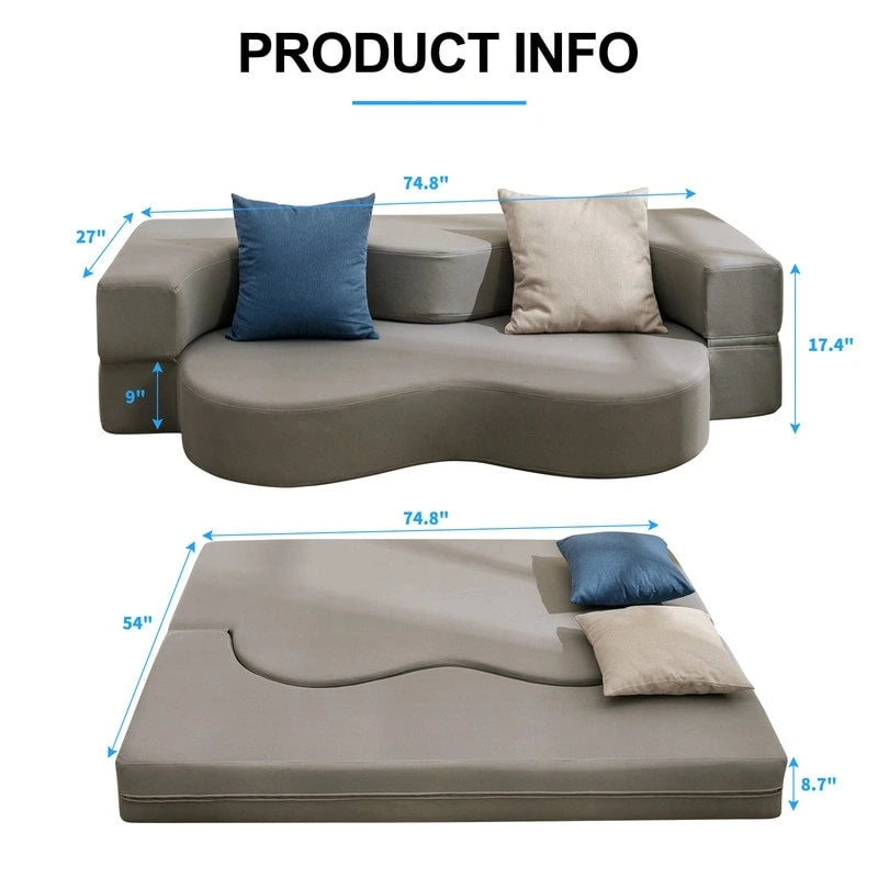 Canapé-lit futon convertible, pliable, matelas pliant en mousse, canapé-lit de sol en tissu