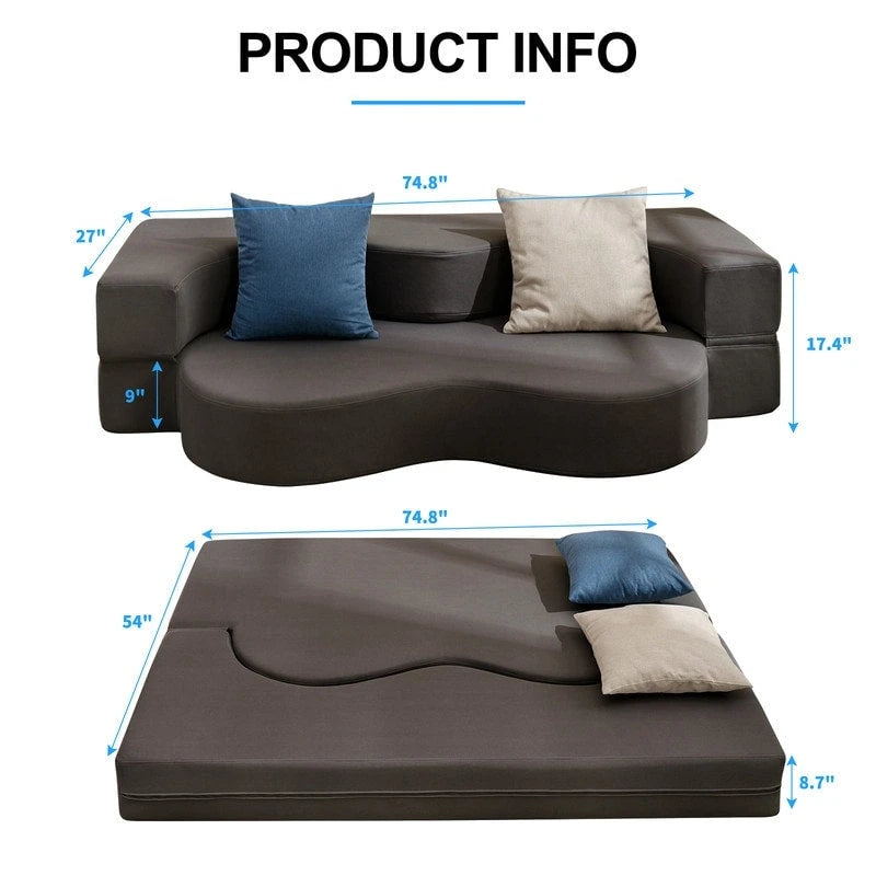 Canapé-lit futon convertible, pliable, matelas pliant en mousse, canapé-lit de sol en tissu