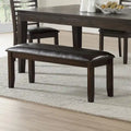  Alice Antique Espresso Wood and Faux Leather Dining Bench