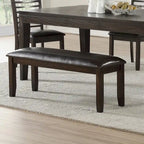 Alice Antique Espresso Wood and Faux Leather Dining Bench