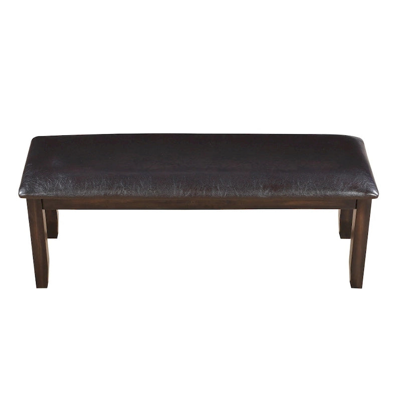 Banc de salle à manger en bois couleur expresso antique et similicuir