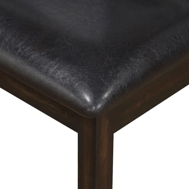 Banc de salle à manger en bois couleur expresso antique et similicuir