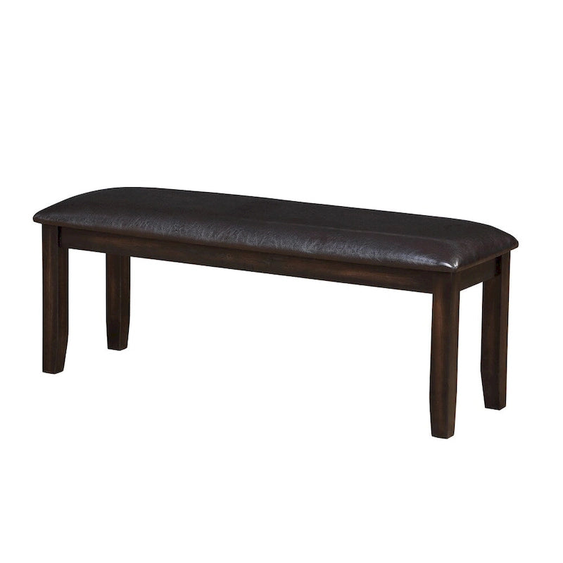 Banc de salle à manger en bois couleur expresso antique et similicuir