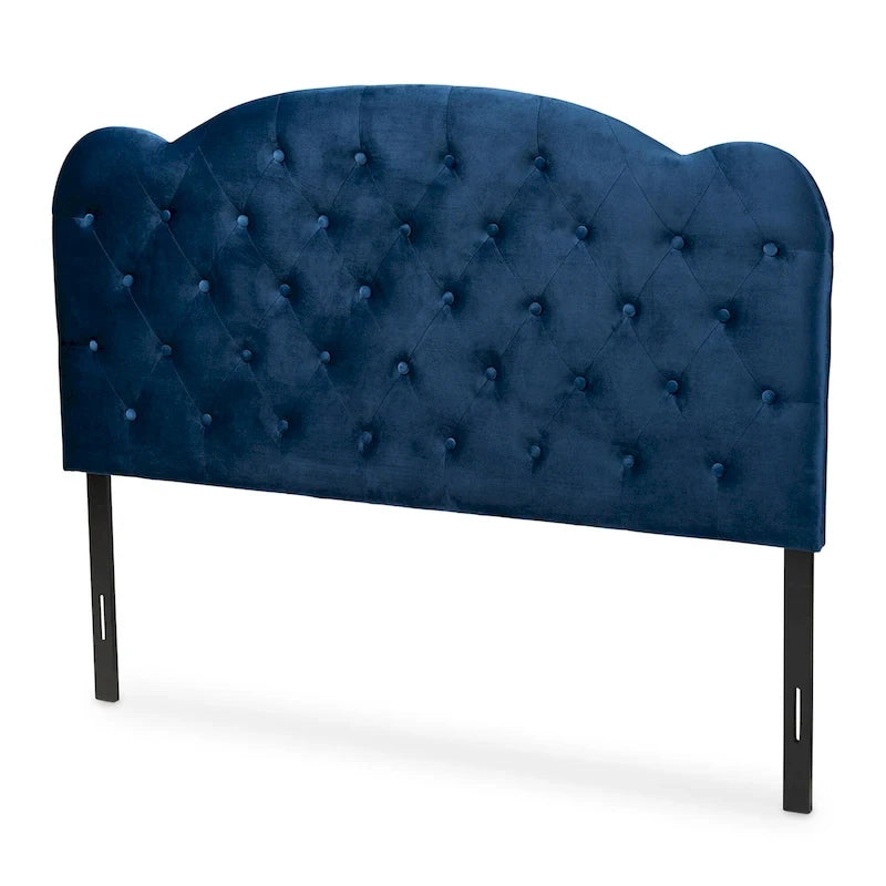 Tête de lit capitonnée en velours moderne et contemporaine – Bleu marine