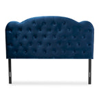 Tête de lit capitonnée en velours moderne et contemporaine – Bleu marine