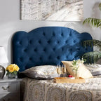 Tête de lit capitonnée en velours moderne et contemporaine – Bleu marine