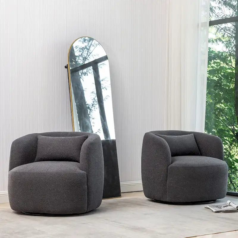Fauteuil pivotant de 34 po de large en tissu bouclé (ensemble de 2)